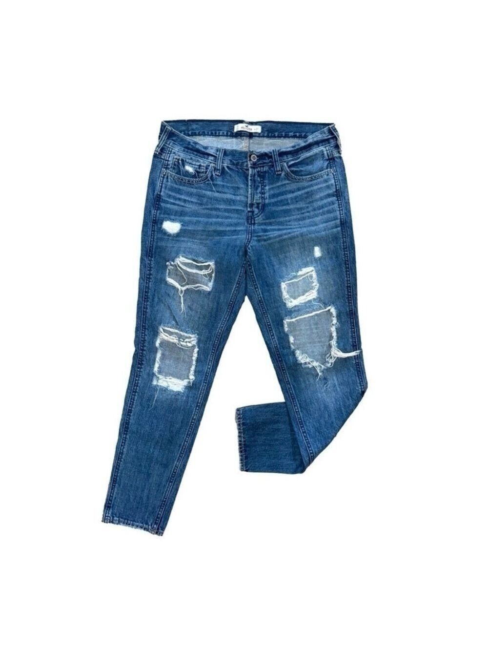 HOLLISTER High Rise Distressed Tapered Ankle Mom Jeans Size 5